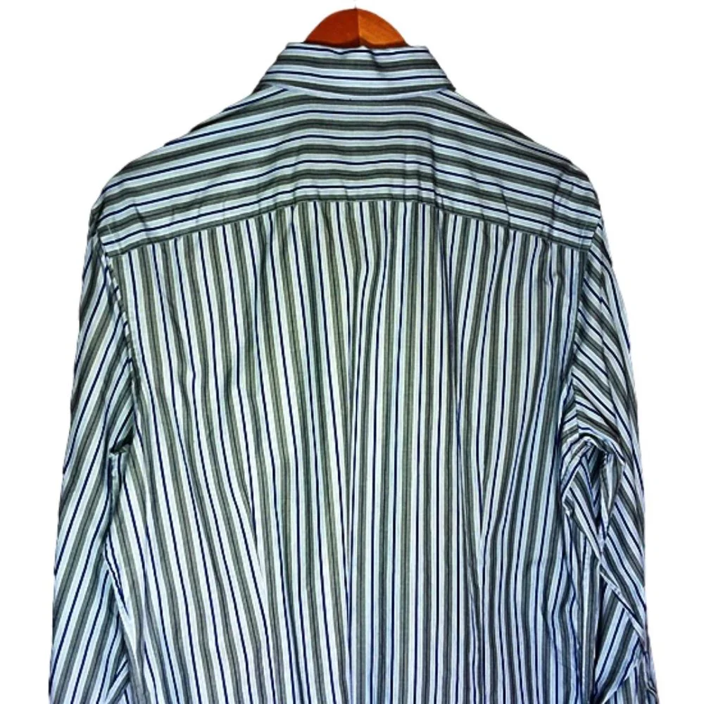 Banana Republic Blue/Gray Striped Shirt Sz L